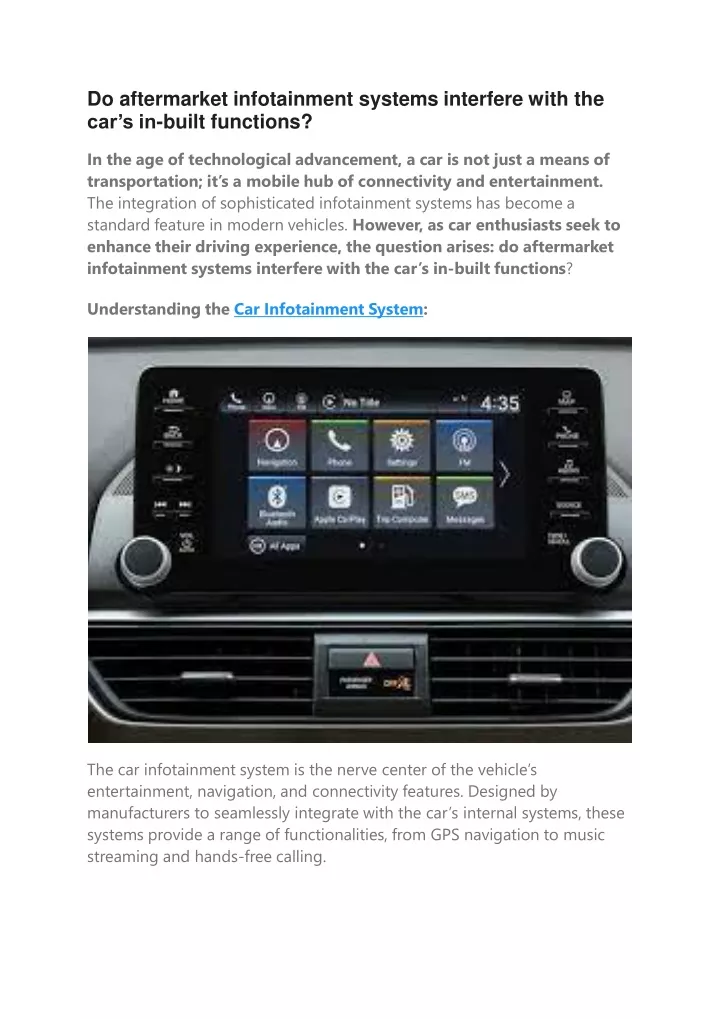 do aftermarket infotainment systems interfere