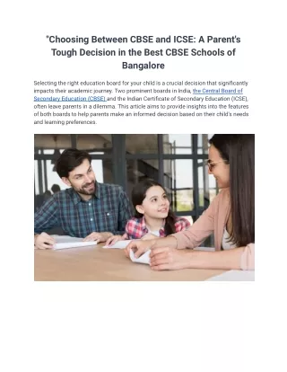 "Deciding Between CBSE and ICSE in Bangalore Schools"