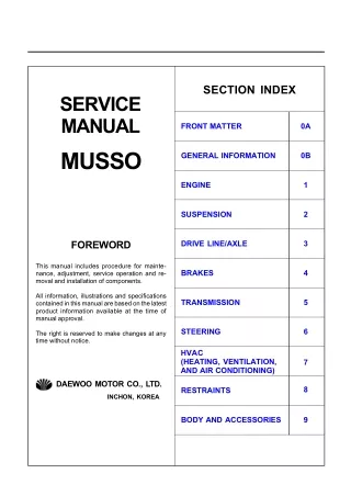 1997 Daewoo Musso Service Repair Manual