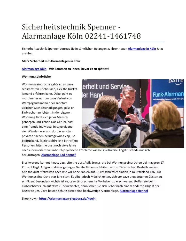 sicherheitstechnik spenner alarmanlage k ln 02241