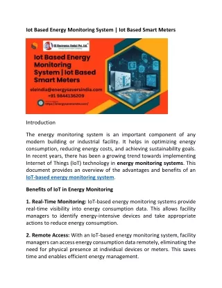 Iot Based Energy Monitoring System