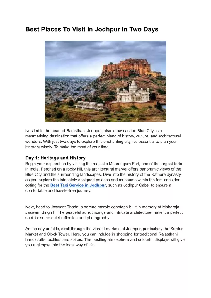 best places to visit in jodhpur in two days