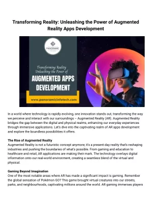 AR/VR Development Services in USA | Panoramic Infotech