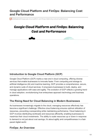 google cloud platform and finops balancing cost