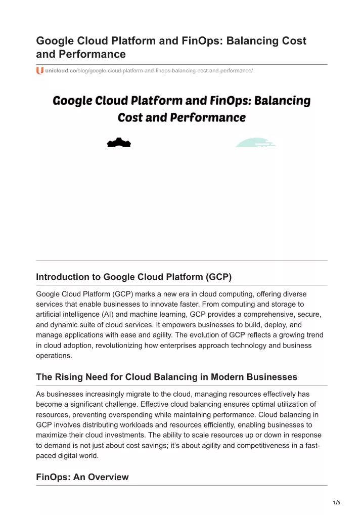 google cloud platform and finops balancing cost