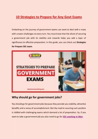 10 Strategies to Prepare for Any Govt Exams