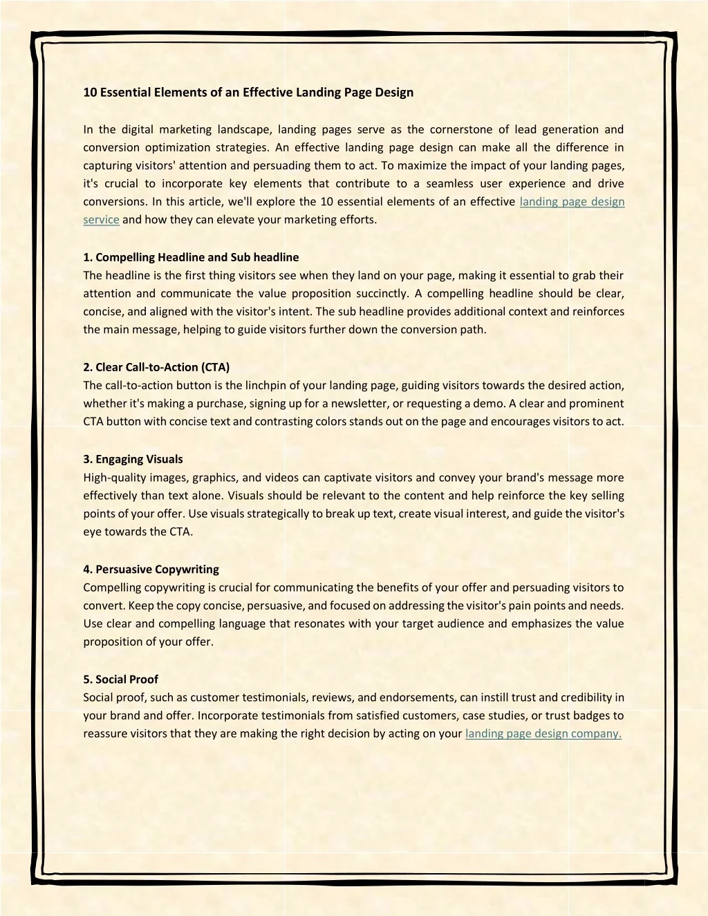 PPT - 10 Essential Elements of an Effective Landing Page Design ...