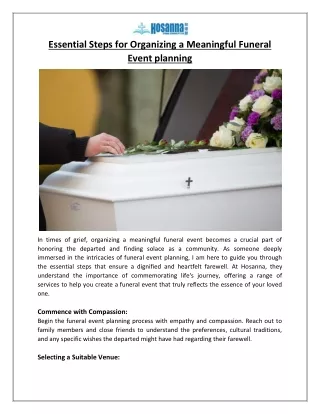Essential Steps for Organizing a Meaningful Funeral Event planning