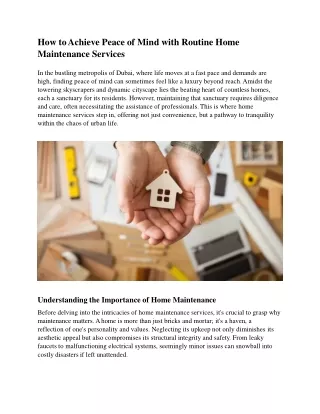 How to Achieve Peace of Mind with Routine Home Maintenance Services