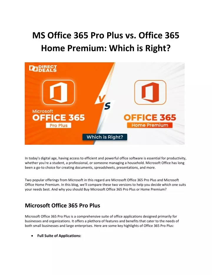 ms office 365 pro plus vs office 365 home premium