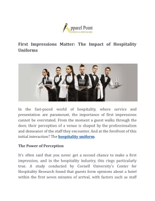 First Impressions Matter_ The Impact of Hospitality Uniforms