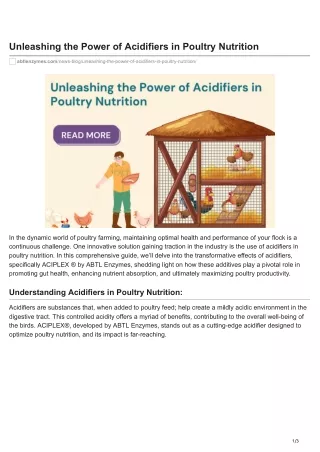 abtlenzymes.com-Unleashing the Power of Acidifiers in Poultry Nutrition