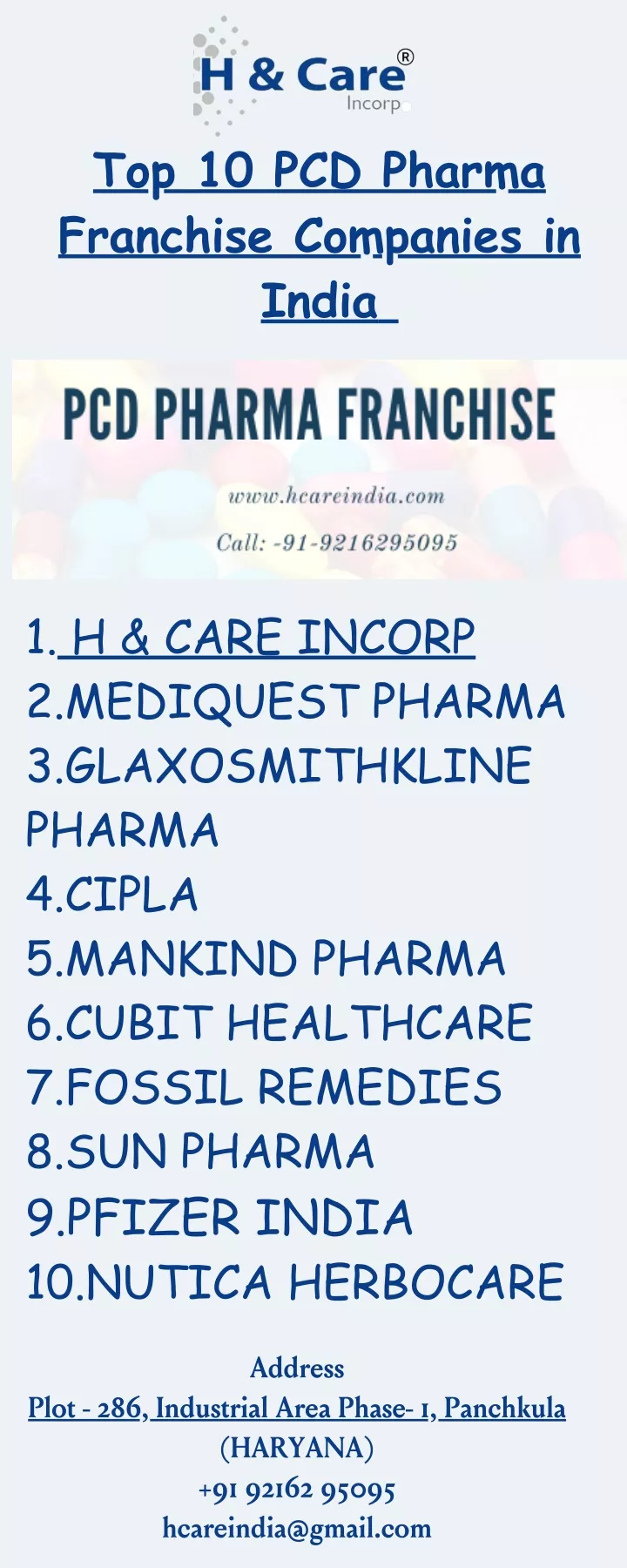 top 10 pcd pharma franchise companies in india