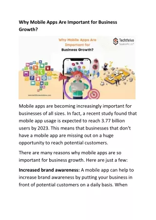 Why Mobile Apps Are Important for Business Growth