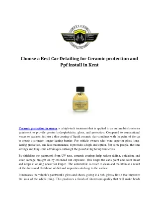 Choose a Best Car Detailing for Ceramic protection and Ppf install in Kent