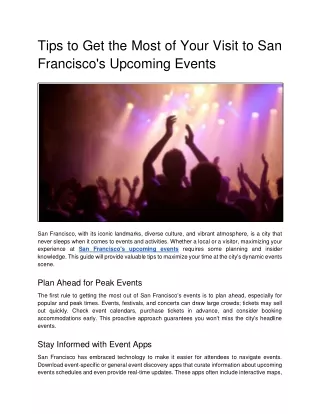 Discover Vibrant Experiences San Francisco's Upcoming Events Await