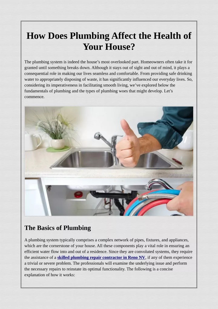 how does plumbing affect the health of your house