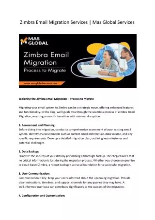 Zimbra Email Migration Services | Mas Global Services