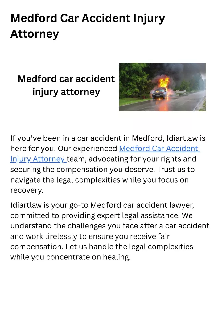 medford car accident injury attorney