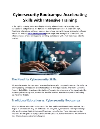 cybersecurity bootcamps accelerating skills with