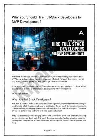 Why Hire Full Stack Developer for MVP Development