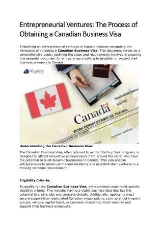 The Process of Obtaining a Canadian Business Visa