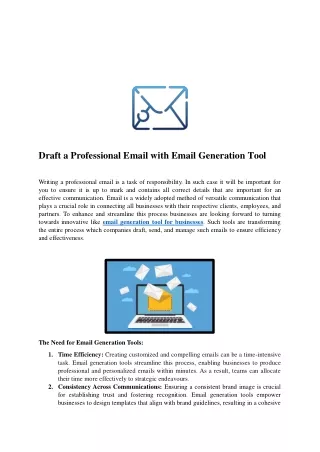 Draft a Professional Email with Email Generation Tool
