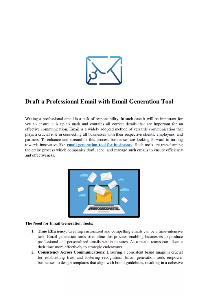 draft a professional email with email generation