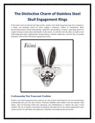 The Distinctive Charm of Stainless Steel Skull Engagement Rings