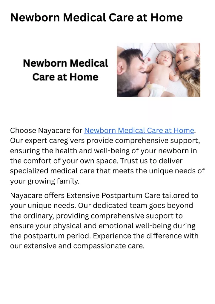 newborn medical care at home