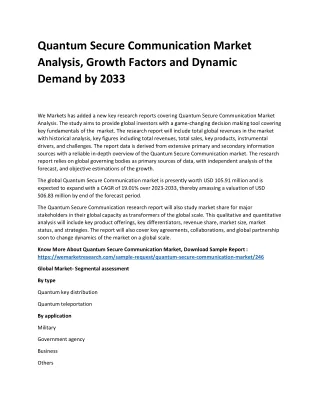 quantum secure communication market analysis