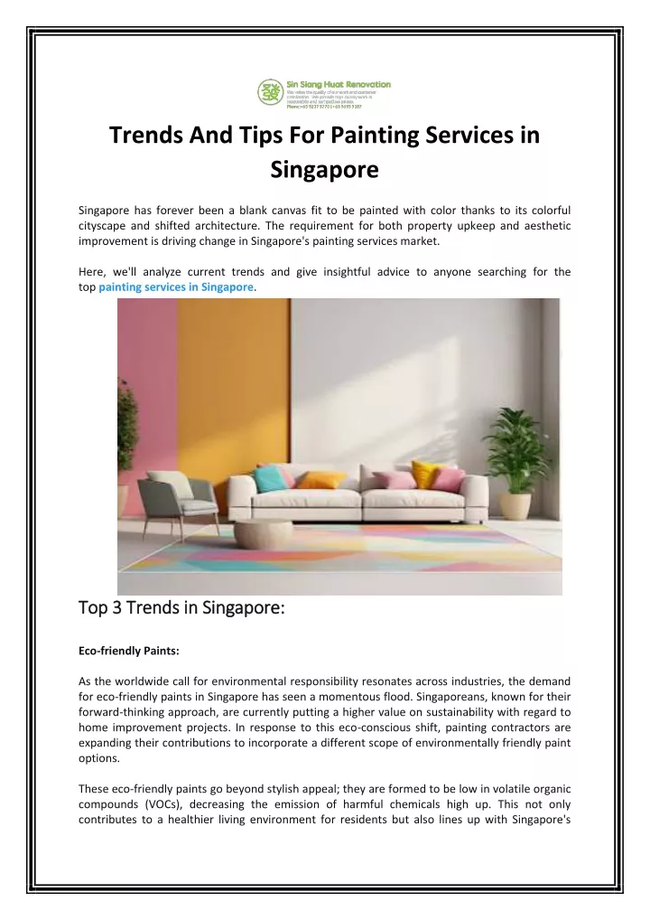 trends and tips for painting services in singapore