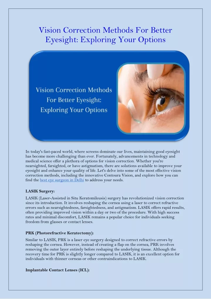 vision correction methods for better eyesight