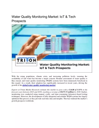 water quality monitoring market iot tech prospects