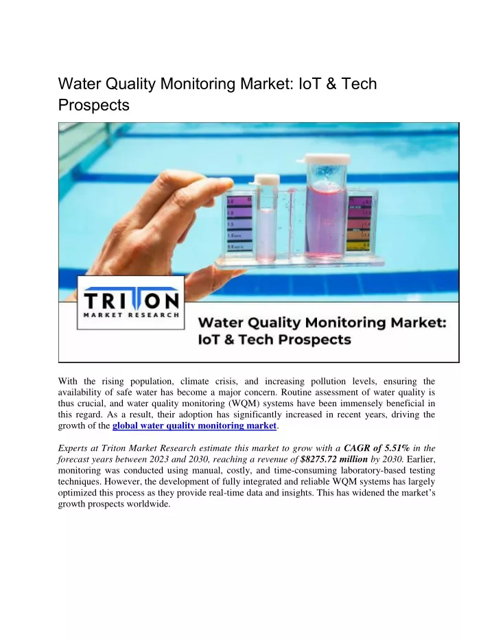 water quality monitoring market iot tech prospects