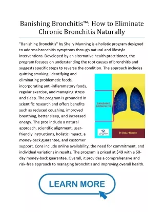 Shelly Manning, Banishing Bronchitis™ PDF eBook