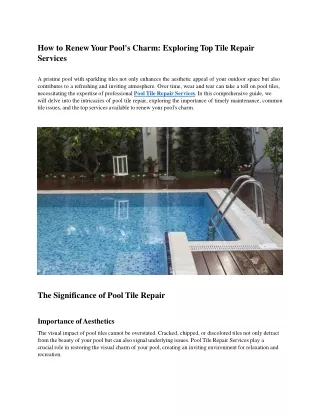 How to Renew Your Pool's Charm Exploring Top Tile Repair Services