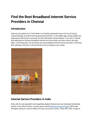 Find the Best Broadband Internet Service Providers in Chennai