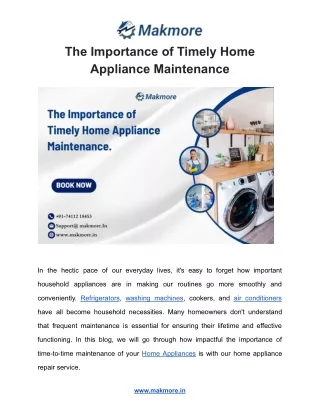 The Importance of Timely Home Appliance Maintenance