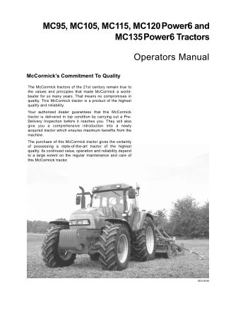 McCormick MC105 Tractor Operator manual