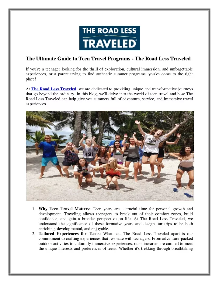the ultimate guide to teen travel programs