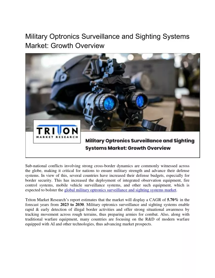 military optronics surveillance and sighting