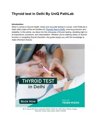 Thyroid test in Delhi By UniQ PathLab