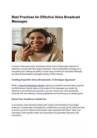 Best Practices for Effective Voice Broadcast Messages