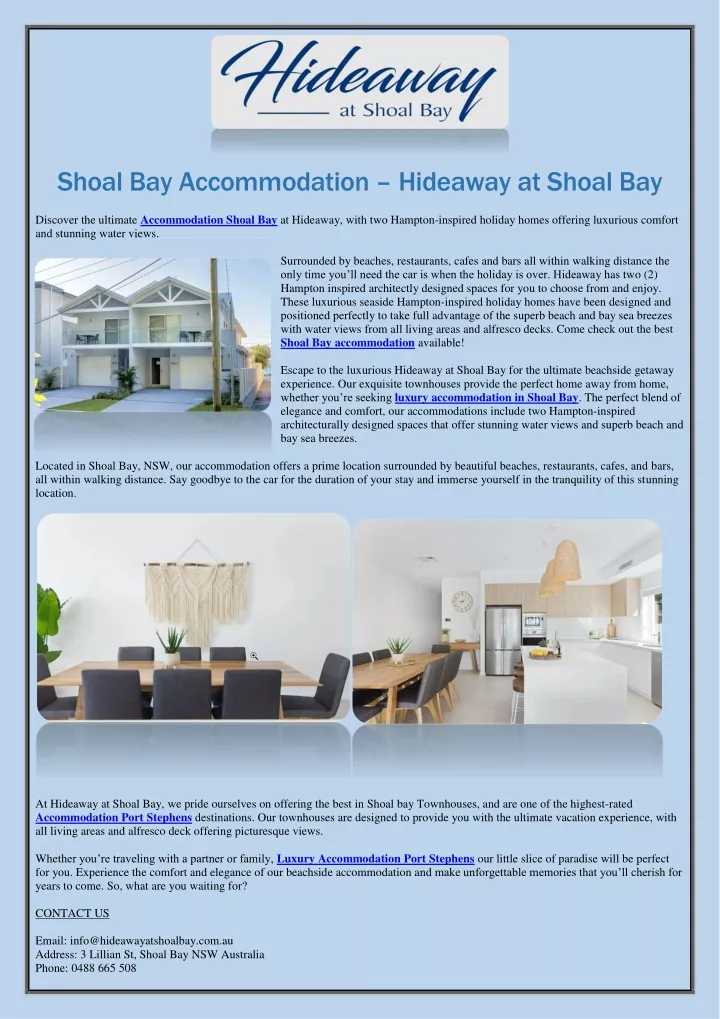 shoal bay accommodation hideaway at shoal bay