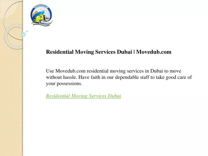 residential moving services dubai movedub