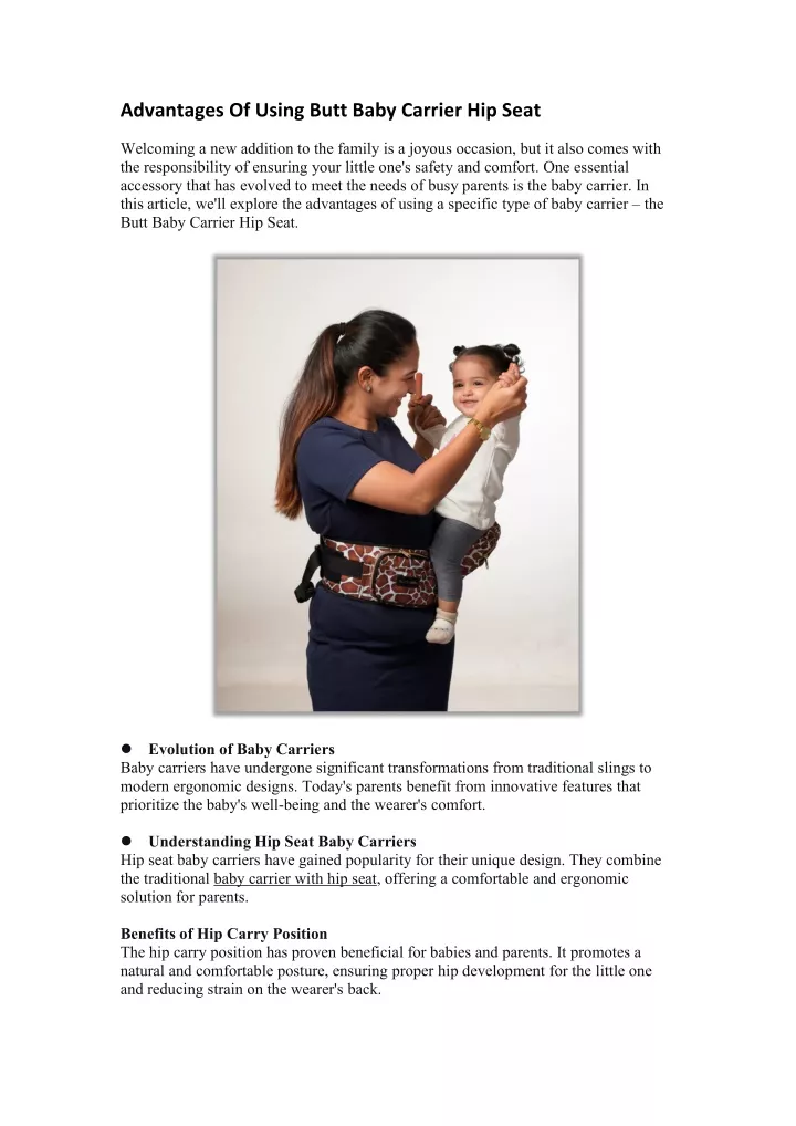 advantages of using butt baby carrier hip seat