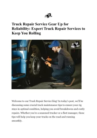 Truck Repair Service Gear Up for Reliability