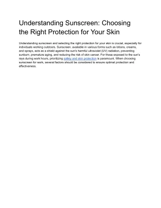 Understanding Sunscreen_ Choosing the Right Protection for Your Skin