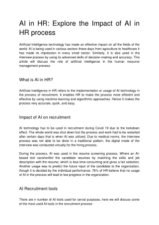 ai in hr explore the impact of ai in hr process